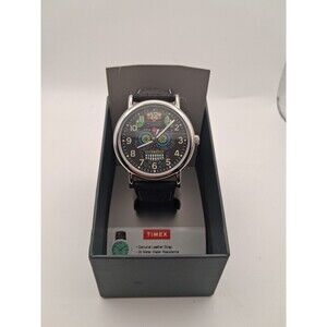 Timex TW2V67500 Dia de los Muertos Men's Analog Round Watch Black Leather Strap